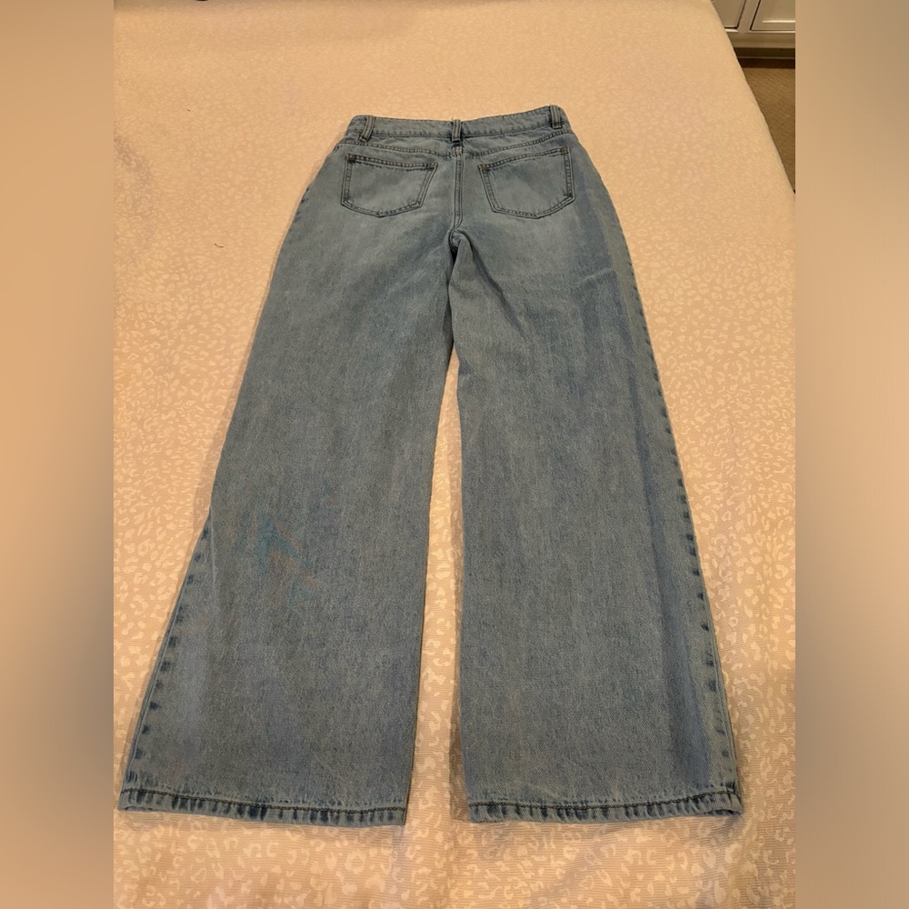 Q2 Premium Denim Jeans Straight Wide Leg - Light wash Size M - Picture 4 of 4